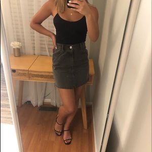 Black denim skirt